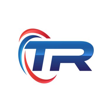 İlk harf logo swoosh kırmızı mavi