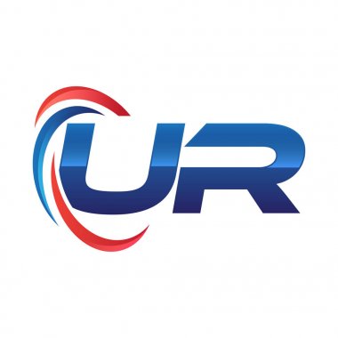 İlk harf logo swoosh kırmızı mavi