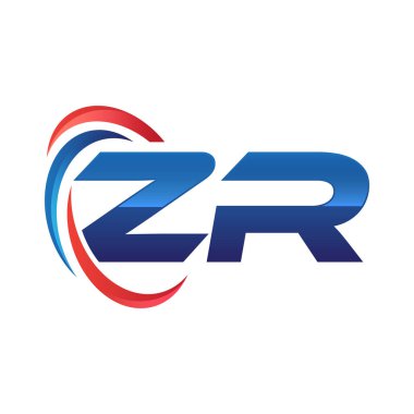 İlk harf logo swoosh kırmızı mavi