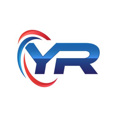 İlk harf logo swoosh kırmızı mavi