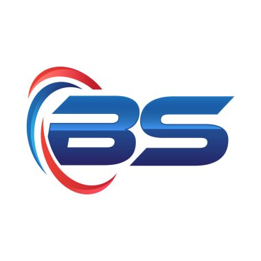 İlk harf logo swoosh kırmızı mavi