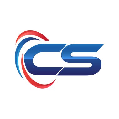 İlk harf logo swoosh kırmızı mavi