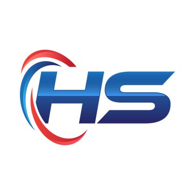 İlk harf logo swoosh kırmızı mavi