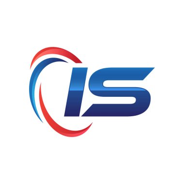 İlk harf logo swoosh kırmızı mavi