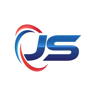 İlk harf logo swoosh kırmızı mavi