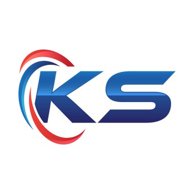 İlk harf logo swoosh kırmızı mavi