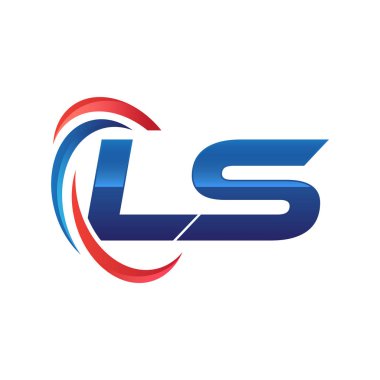 İlk harf logo swoosh kırmızı mavi