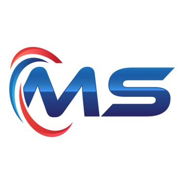 İlk harf logo swoosh kırmızı mavi