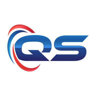 İlk harf logo swoosh kırmızı mavi