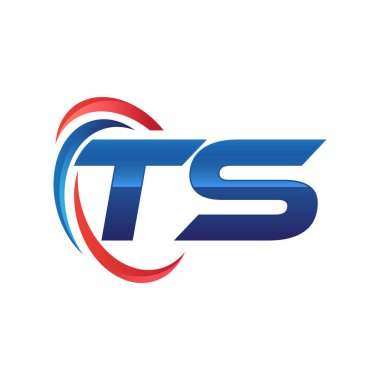 İlk harf logo swoosh kırmızı mavi