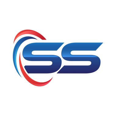 İlk harf logo swoosh kırmızı mavi