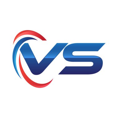 İlk harf logo swoosh kırmızı mavi