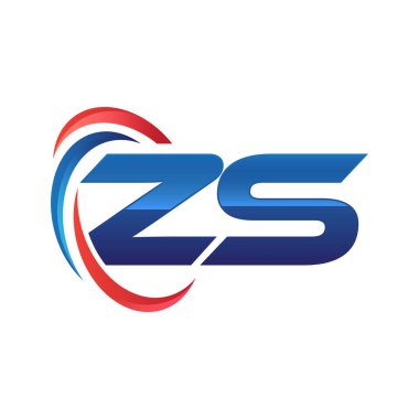 İlk harf logo swoosh kırmızı mavi