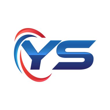 İlk harf logo swoosh kırmızı mavi