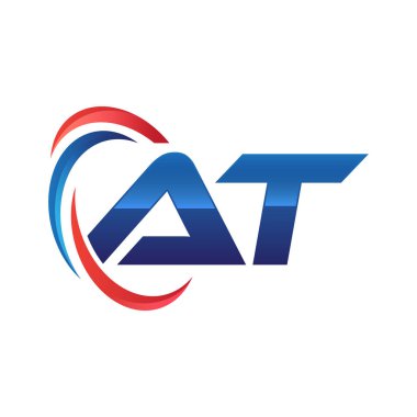 İlk harf logo swoosh kırmızı mavi