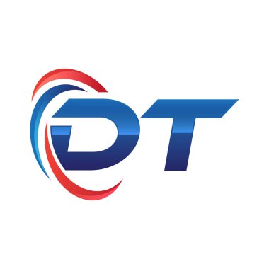 İlk harf logo swoosh kırmızı mavi