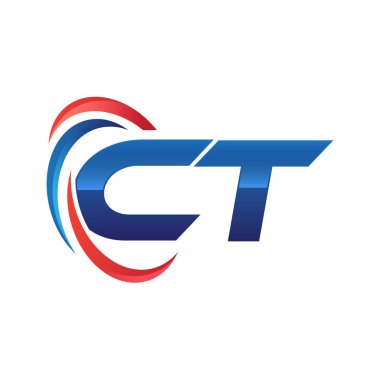 İlk harf logo swoosh kırmızı mavi