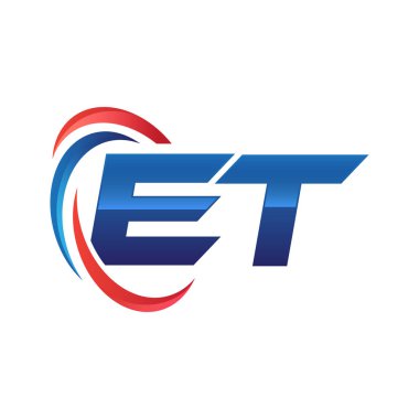 İlk harf logo swoosh kırmızı mavi