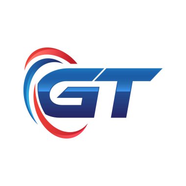 İlk harf logo swoosh kırmızı mavi