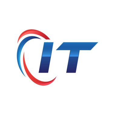 İlk harf logo swoosh kırmızı mavi