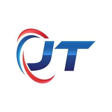 İlk harf logo swoosh kırmızı mavi