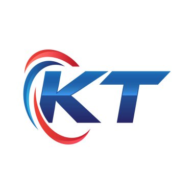 İlk harf logo swoosh kırmızı mavi