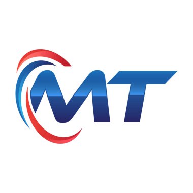 İlk harf logo swoosh kırmızı mavi