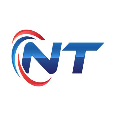 İlk harf logo swoosh kırmızı mavi