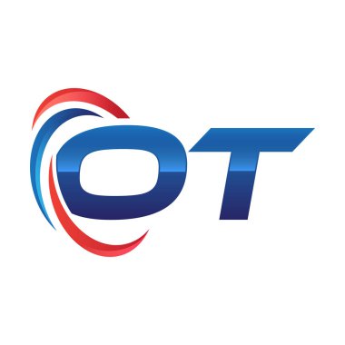 İlk harf logo swoosh kırmızı mavi