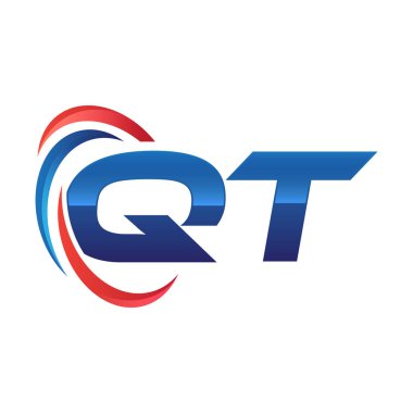 İlk harf logo swoosh kırmızı mavi