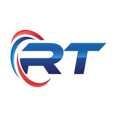 İlk harf logo swoosh kırmızı mavi