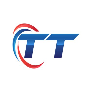 İlk harf logo swoosh kırmızı mavi