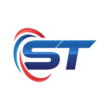 İlk harf logo swoosh kırmızı mavi