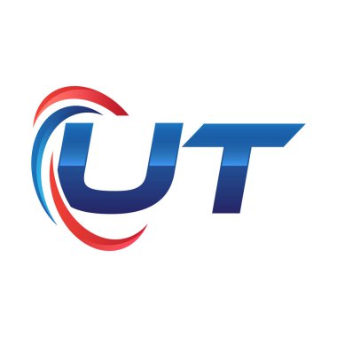 İlk harf logo swoosh kırmızı mavi