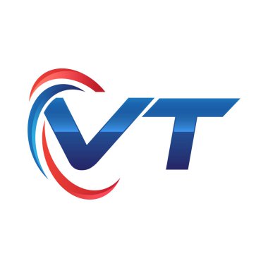 İlk harf logo swoosh kırmızı mavi