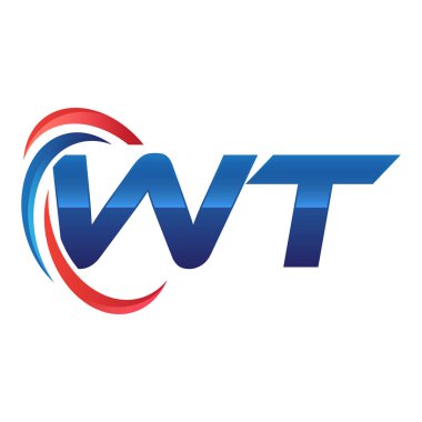 İlk harf logo swoosh kırmızı mavi