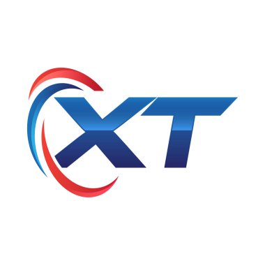 İlk harf logo swoosh kırmızı mavi