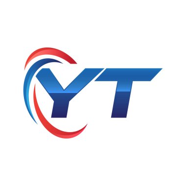 İlk harf logo swoosh kırmızı mavi