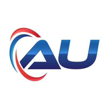 İlk harf logo swoosh kırmızı mavi