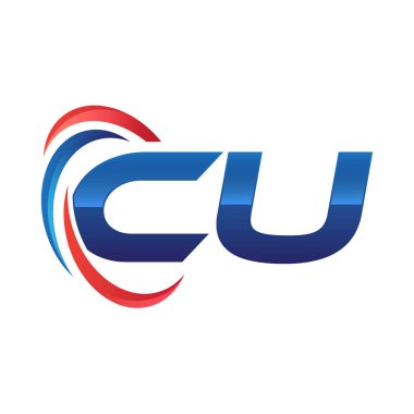 İlk harf logo swoosh kırmızı mavi