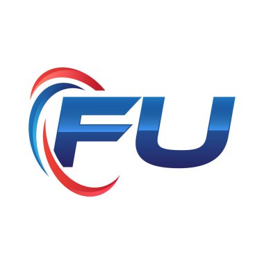 İlk harf logo swoosh kırmızı mavi