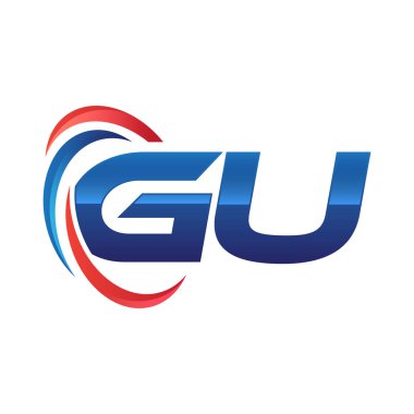 İlk harf logo swoosh kırmızı mavi