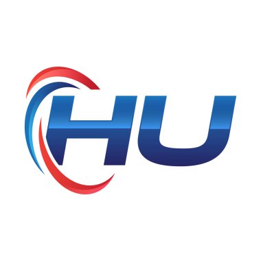 İlk harf logo swoosh kırmızı mavi