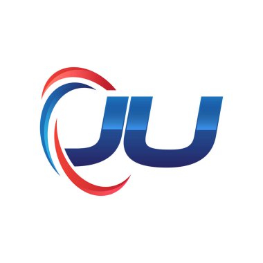 İlk harf logo swoosh kırmızı mavi