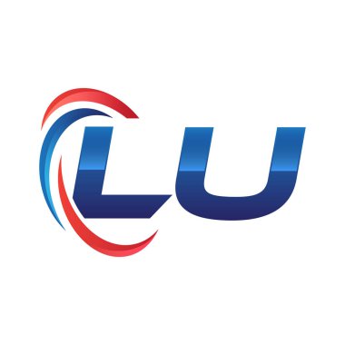 İlk harf logo swoosh kırmızı mavi