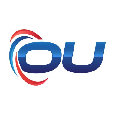 İlk harf logo swoosh kırmızı mavi