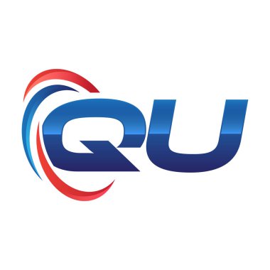 İlk harf logo swoosh kırmızı mavi