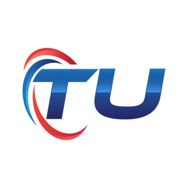 İlk harf logo swoosh kırmızı mavi