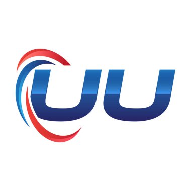 İlk harf logo swoosh kırmızı mavi