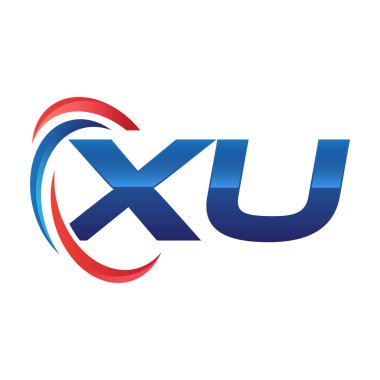 İlk harf logo swoosh kırmızı mavi